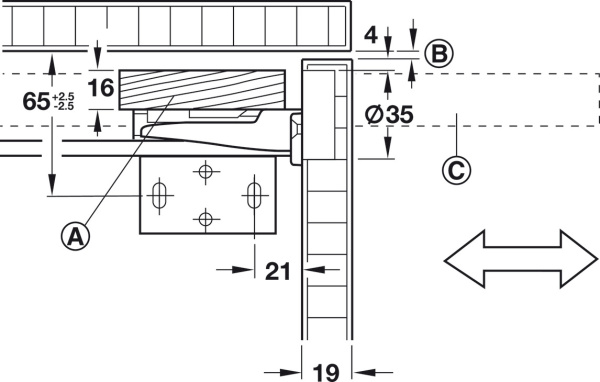 Направляющая для поворотно-выдвижн.дв. 400мм